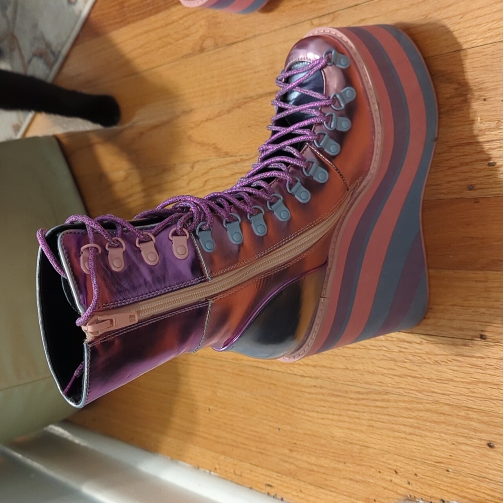 Sugar Thrillz Purple and Blue Heeled Boots - Picture 3 of 4
